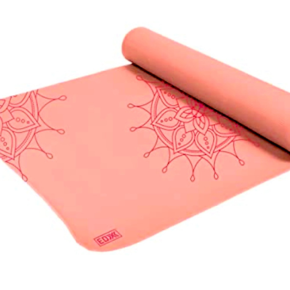 New EDX Medallion Printed 4mm Yoga Mat, Coral in color